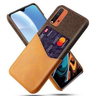 For Xiaomi Redmi 9 Power Cloth Texture PC + PU Leather Back Cover Shockproof Case with Card Slot(Orange)