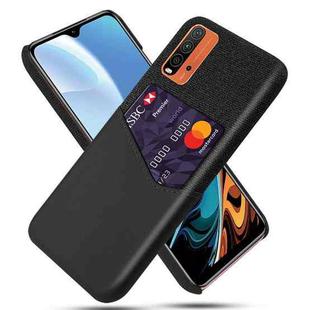 For Xiaomi Redmi 9 Power Cloth Texture PC + PU Leather Back Cover Shockproof Case with Card Slot(Black)