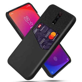 For Xiaomi Redmi K20 Pro Cloth Texture PC + PU Leather Back Cover Shockproof Case with Card Slot(Black)