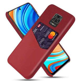 For Xiaomi Redmi Note 9 Pro Cloth Texture PC + PU Leather Back Cover Shockproof Case with Card Slot(Red)