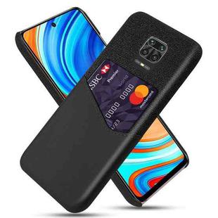 For Xiaomi Redmi Note 9S Cloth Texture PC + PU Leather Back Cover Shockproof Case with Card Slot(Black)