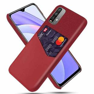 For Xiaomi Redmi Note 9 4G Cloth Texture PC + PU Leather Back Cover Shockproof Case with Card Slot(Red)