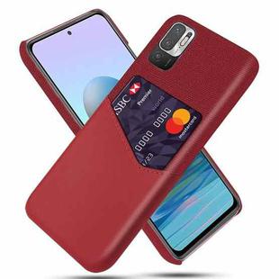 For Xiaomi Redmi Note 10 5G Cloth Texture PC + PU Leather Back Cover Shockproof Case with Card Slot(Red)