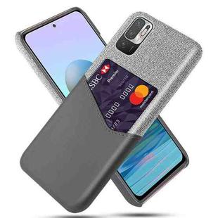 For Xiaomi Redmi Note 10 5G Cloth Texture PC + PU Leather Back Cover Shockproof Case with Card Slot(Grey)