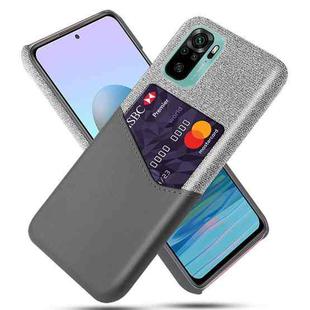 For Xiaomi Redmi Note 10 Cloth Texture PC + PU Leather Back Cover Shockproof Case with Card Slot(Grey)