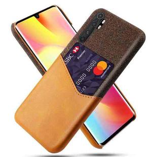 For Xiaomi Mi Note 10 Lite Cloth Texture PC + PU Leather Back Cover Shockproof Case with Card Slot(Orange)
