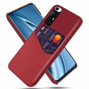 For Xiaomi Mi 10S Cloth Texture PC + PU Leather Back Cover Shockproof Case with Card Slot(Red)