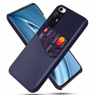 For Xiaomi Mi 10S Cloth Texture PC + PU Leather Back Cover Shockproof Case with Card Slot(Blue)