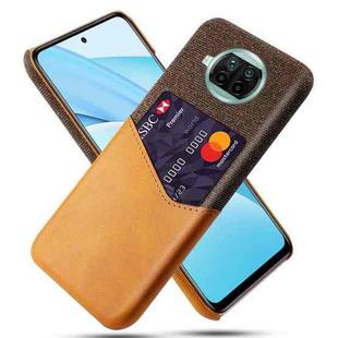 For Xiaomi Mi 10T Lite Cloth Texture PC + PU Leather Back Cover Shockproof Case with Card Slot(Orange)