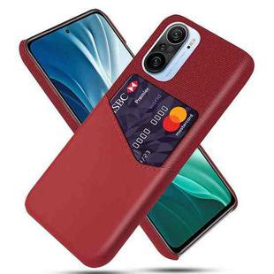 For Xiaomi Mi 11i 5G Cloth Texture PC + PU Leather Back Cover Shockproof Case with Card Slot(Red)