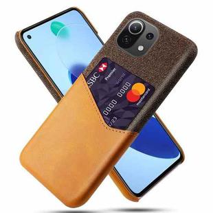 For Xiaomi Mi 11 Lite 5G Cloth Texture PC + PU Leather Back Cover Shockproof Case with Card Slot(Orange)