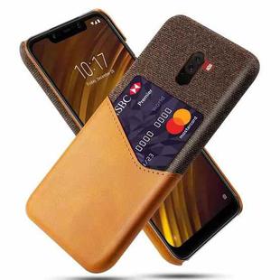For Xiaomi Pocophone F1 Cloth Texture PC + PU Leather Back Cover Shockproof Case with Card Slot(Orange)