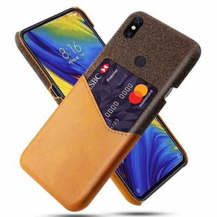 For Xiaomi Mi Mix 3 Cloth Texture PC + PU Leather Back Cover Shockproof Case with Card Slot(Orange)