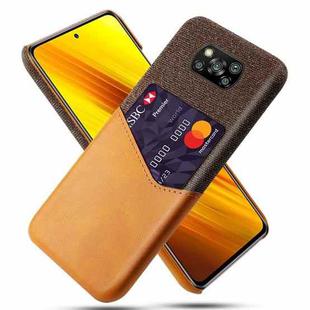 For Xiaomi Poco X3 Cloth Texture PC + PU Leather Back Cover Shockproof Case with Card Slot(Orange)