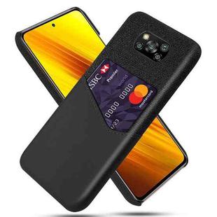 For Xiaomi Poco X3 Cloth Texture PC + PU Leather Back Cover Shockproof Case with Card Slot(Black)