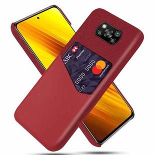 For Xiaomi Poco X3 Cloth Texture PC + PU Leather Back Cover Shockproof Case with Card Slot(Red)