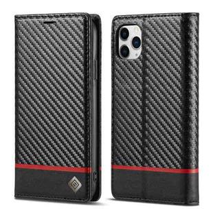 For iPhone 11 Pro LC.IMEEKE Carbon Fiber PU + TPU Horizontal Flip Leather Case with Holder & Card Slot & Wallet (Horizontal Black)