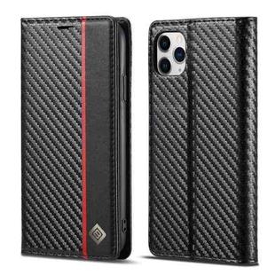 For iPhone 11 Pro Max LC.IMEEKE Carbon Fiber PU + TPU Horizontal Flip Leather Case with Holder & Card Slot & Wallet (Vertical Black)