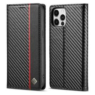 For iPhone 12 / 12 Pro LC.IMEEKE Carbon Fiber PU + TPU Horizontal Flip Leather Case with Holder & Card Slot & Wallet(Vertical Black)