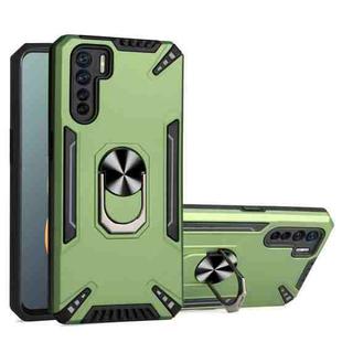 For OPPO A91 / Reno3 PC + TPU Protective Case with 360 Degrees Rotatable Ring Holder(Dark Green)