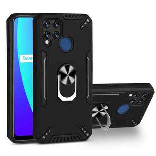 For Realme C15 PC + TPU Protective Case with 360 Degrees Rotatable Ring Holder(Black)