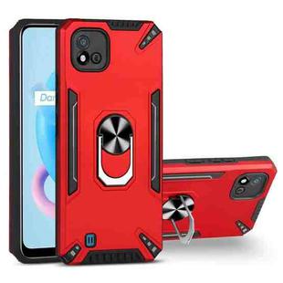 For Realme C20 PC + TPU Protective Case with 360 Degrees Rotatable Ring Holder(Red)