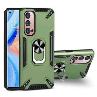 For OPPO Reno4 Pro PC + TPU Protective Case with 360 Degrees Rotatable Ring Holder(Dark Green)