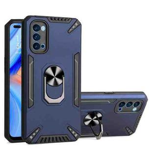 For OPPO Reno4 PC + TPU Protective Case with 360 Degrees Rotatable Ring Holder(Royal Blue)