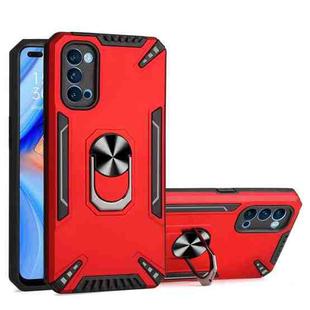 For OPPO Reno4 PC + TPU Protective Case with 360 Degrees Rotatable Ring Holder(Red)