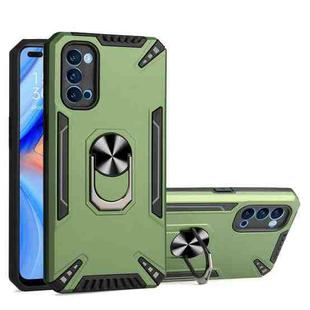 For OPPO Reno4 PC + TPU Protective Case with 360 Degrees Rotatable Ring Holder(Dark Green)