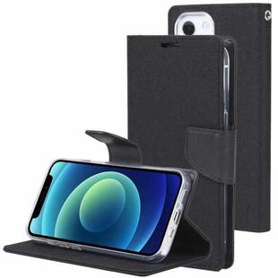 For iPhone 13 mini GOOSPERY CANVAS DIARY Cross Texture Horizontal Flip Leather Case with Holder& Card Slots & Wallet (Black)