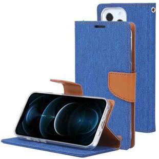 For iPhone 13 Pro GOOSPERY CANVAS DIARY Cross Texture Horizontal Flip Leather Case with Holder& Card Slots & Wallet (Blue)