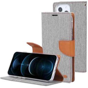 For iPhone 13 Pro GOOSPERY CANVAS DIARY Cross Texture Horizontal Flip Leather Case with Holder& Card Slots & Wallet (Grey)
