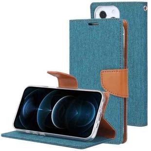 For iPhone 13 Pro GOOSPERY CANVAS DIARY Cross Texture Horizontal Flip Leather Case with Holder& Card Slots & Wallet (Green)