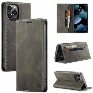 AutSpace A01 Retro Skin-feel Crazy Horse Texture Horizontal Flip Leather Case with Holder & Card Slots & Wallet & RFID For iPhone 13 Pro(Coffee)