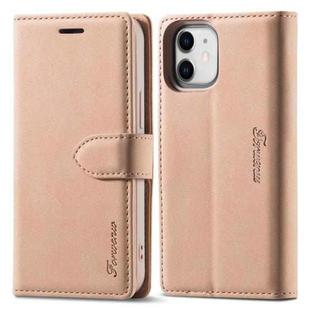 For iPhone 13 mini Forwenw F1 Series Matte Strong Magnetism Horizontal Flip Leather Case with Holder & Card Slots & Wallet & Photo Frame (Rose Gold)