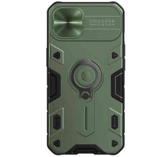 For iPhone 13 NILLKIN Shockproof CamShield Armor Protective Case with Invisible Ring Holder(Green)