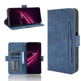 For T-Mobile REVVL V+ 5G Skin Feel Calf Pattern Horizontal Flip Leather Case with Holder & Card Slots & Photo Frame(Blue)