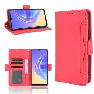 For vivo V21e 5G Skin Feel Calf Pattern Horizontal Flip Leather Case with Holder & Card Slots & Photo Frame(Red)