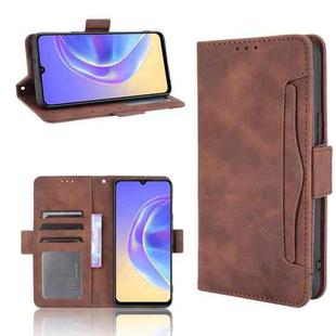 For vivo V21e 5G Skin Feel Calf Pattern Horizontal Flip Leather Case with Holder & Card Slots & Photo Frame(Brown)