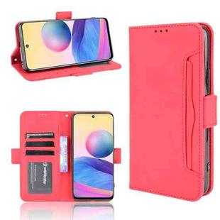 For Xiaomi Redmi Note 10 JP Version Skin Feel Calf Pattern Horizontal Flip Leather Case with Holder & Card Slots & Photo Frame(Red)