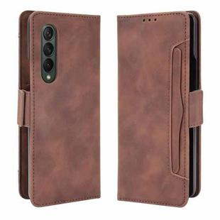 For Samsung Galaxy Z Fold3 5G Skin Feel Calf Pattern Horizontal Flip Leather Case with Holder & Card Slots & Photo Frame(Brown)