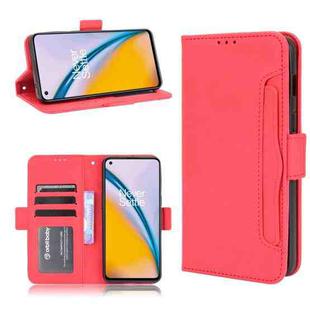 For OnePlus Nord 2 5G Skin Feel Calf Pattern Horizontal Flip Leather Case with Holder & Card Slots & Photo Frame(Red)