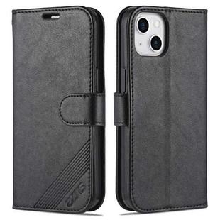 For iPhone 13 AZNS Sheepskin Texture Horizontal Flip Leather Case with Holder & Card Slots & Wallet(Black)