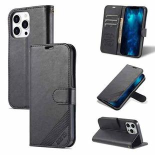 For iPhone 13 Pro AZNS Sheepskin Texture Horizontal Flip Leather Case with Holder & Card Slots & Wallet (Black)