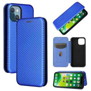 For iPhone 13 mini Carbon Fiber Texture Horizontal Flip TPU + PC + PU Leather Case with Card Slot (Blue)