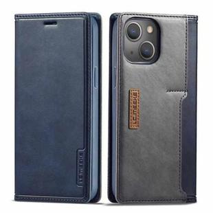 For iPhone 13 LC.IMEEKE LC-001 Series PU + TPU Color Matching Frosted Horizontal Flip Leather Case with Holder & Card Slot(Blue)
