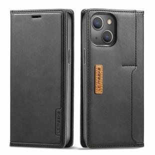 For iPhone 13 LC.IMEEKE LC-001 Series PU + TPU Color Matching Frosted Horizontal Flip Leather Case with Holder & Card Slot(Black)