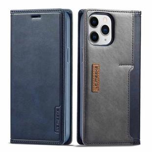 For iPhone 13 Pro Max LC.IMEEKE LC-001 Series PU + TPU Color Matching Frosted Horizontal Flip Leather Case with Holder & Card Slot (Blue)
