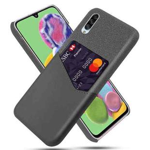 For Samsung Galaxy A90 5G Cloth Texture PC + PU Leather Back Cover Shockproof Case with Card Slot(Grey)